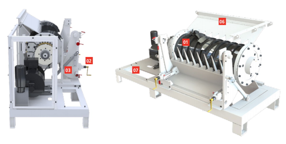 Открыватель пакетов оснащен ротором с низкой скоростью вращения